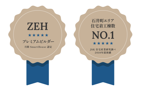 ZEH プレミアぷビルダー 石井町エリア住宅着工棟数 No1