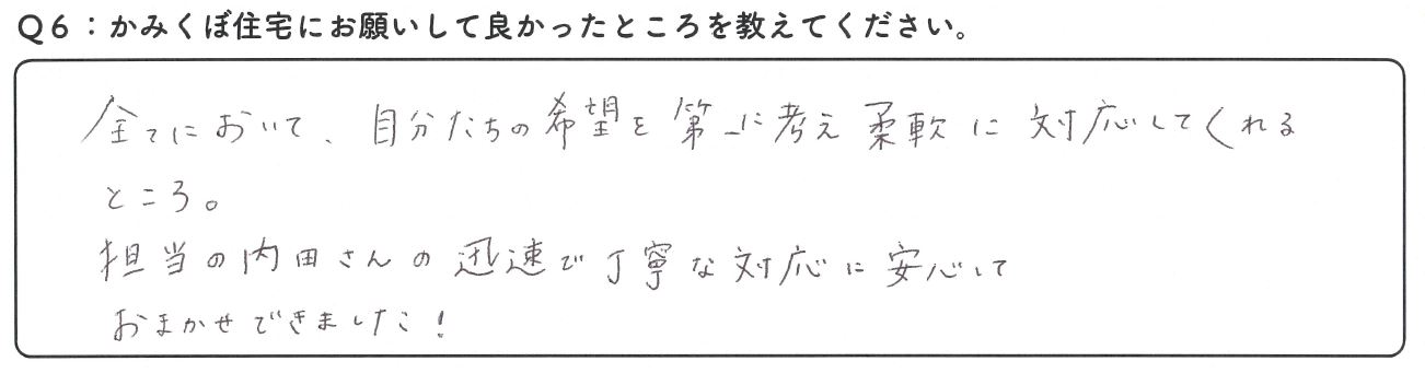 担当の内田さんの迅速で丁寧な対応に安心しておまかせできました！